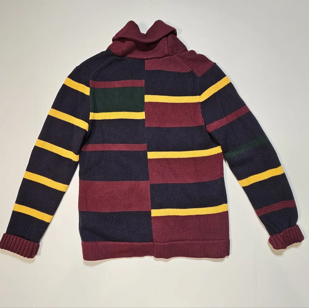 Ralph Lauren Polo Big Boys' Striped Patchwork Cotton Cardigan